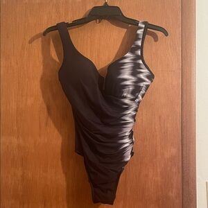 Miraclesuit Black and Gray One Piece Swimsuit